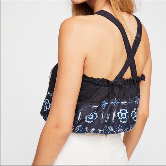 NWT Free People love life bubble top navy - Picture 2 of 6